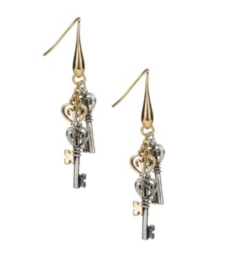 Two-Tone Multi-Key Drop Earrings