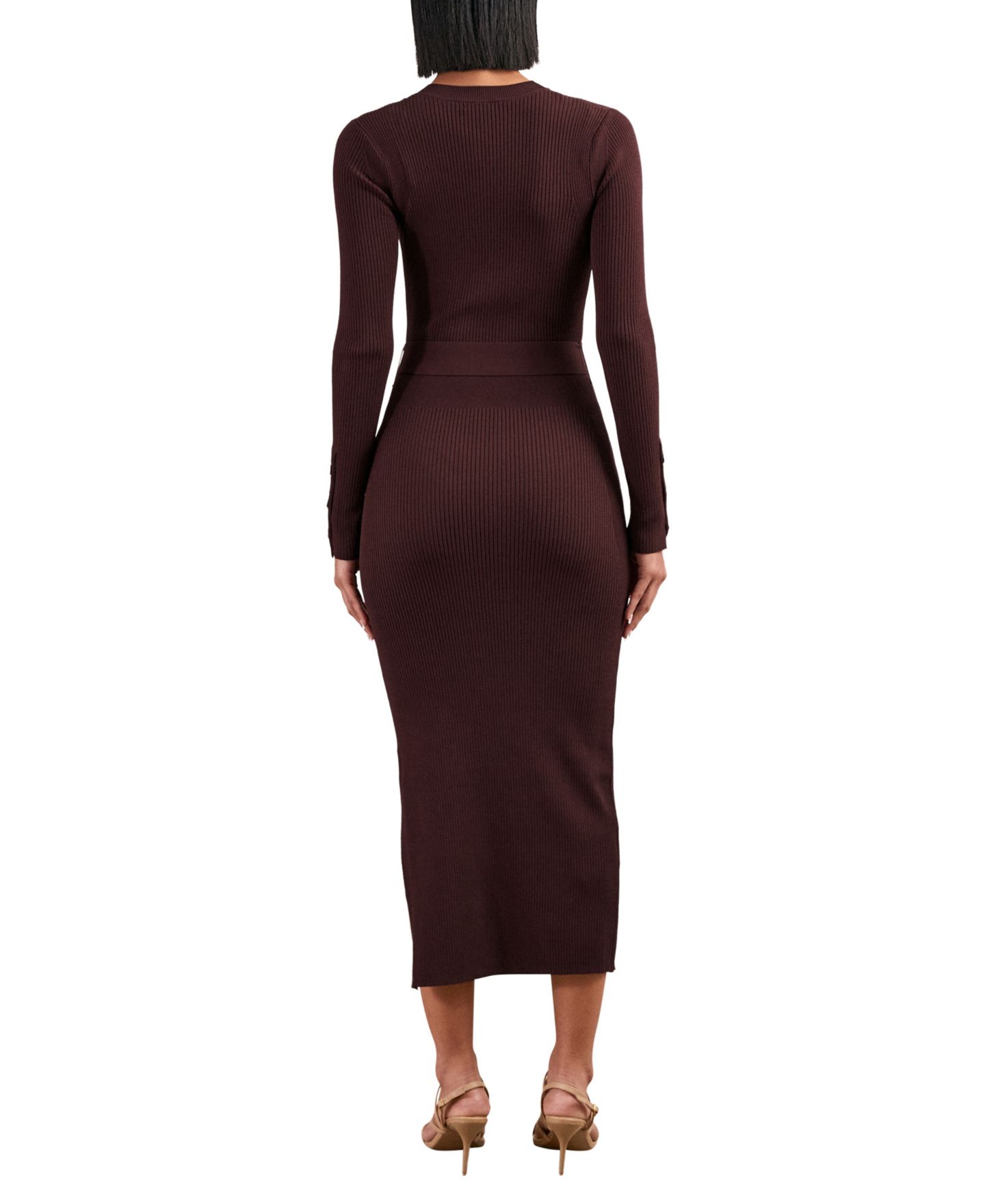 Женское платье REISS Willow Long-Sleeve Midi Sweater Dress, цвет: Бордовый — фото 3