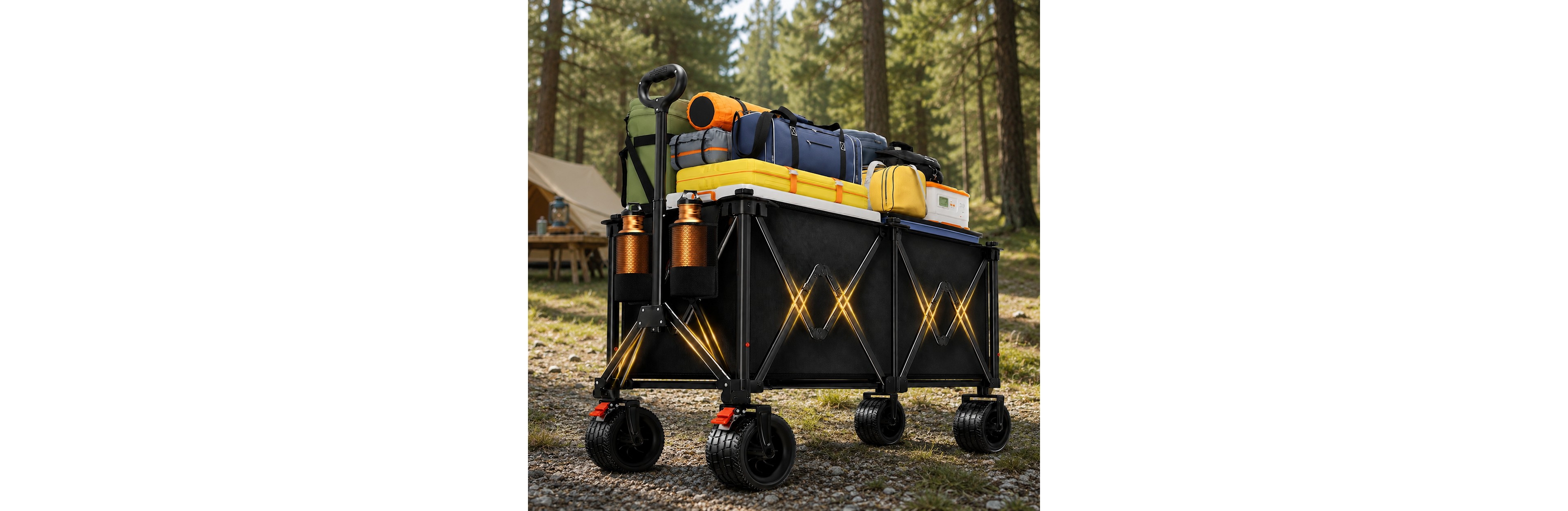 Cumrige Folding Utility Wagon, 330L Collapsible Cart with All-Terrain Wheels for Camping Beach Garden