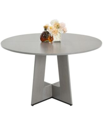 47 Inch Round Wood Dining Table for 4-6 Person Farmhouse Table with Thick Wooden Legs Only Table