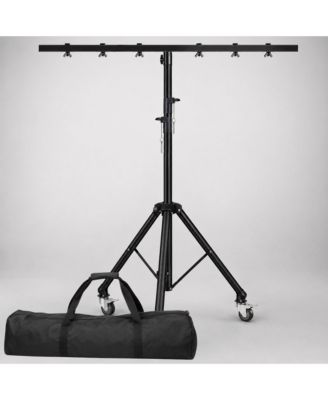 DJ Light Stand Tripod w Wheels 79" Crossbar 6 Light Points Adjustable 169.5" Stage Lighting Stand