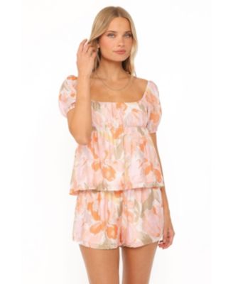 Women's Julia Square-Neck Tie-Back Top and Shorts, 2-Piece Set