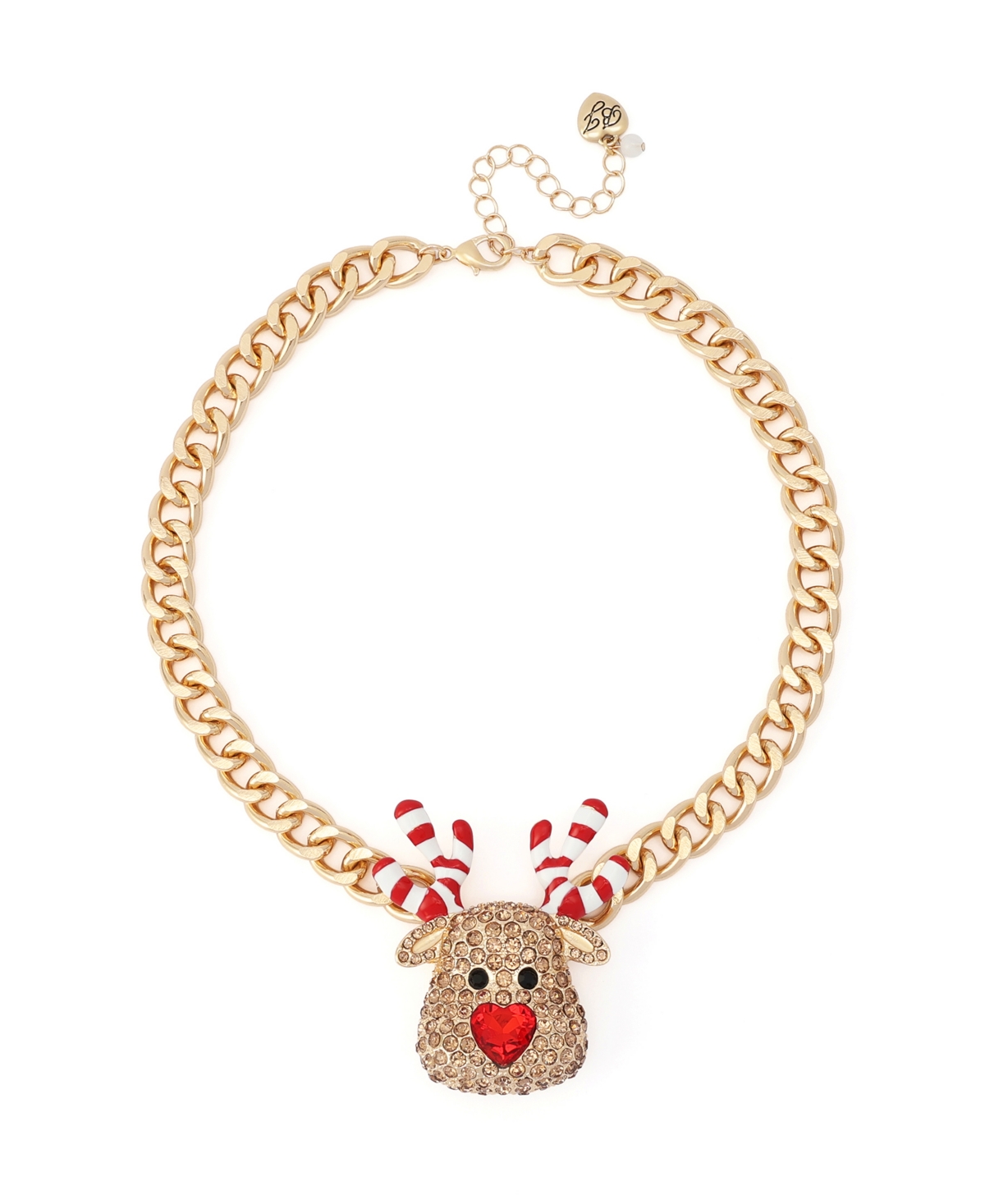 Betsey Johnson Glass Crystal Gold-Tone Candy Cane Resin Necklace