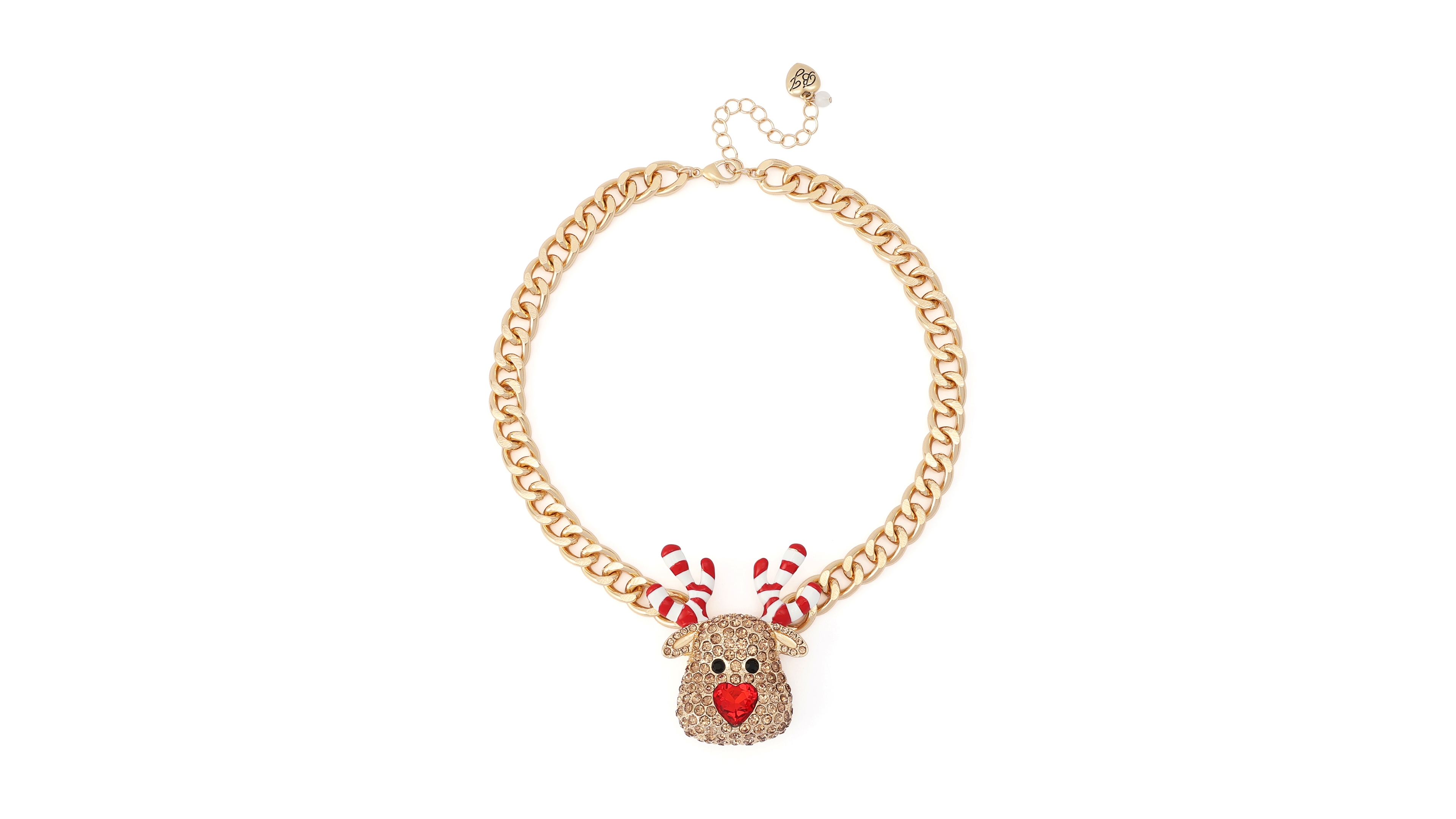 Betsey Johnson Glass Crystal Gold-Tone Candy Cane Resin Necklace