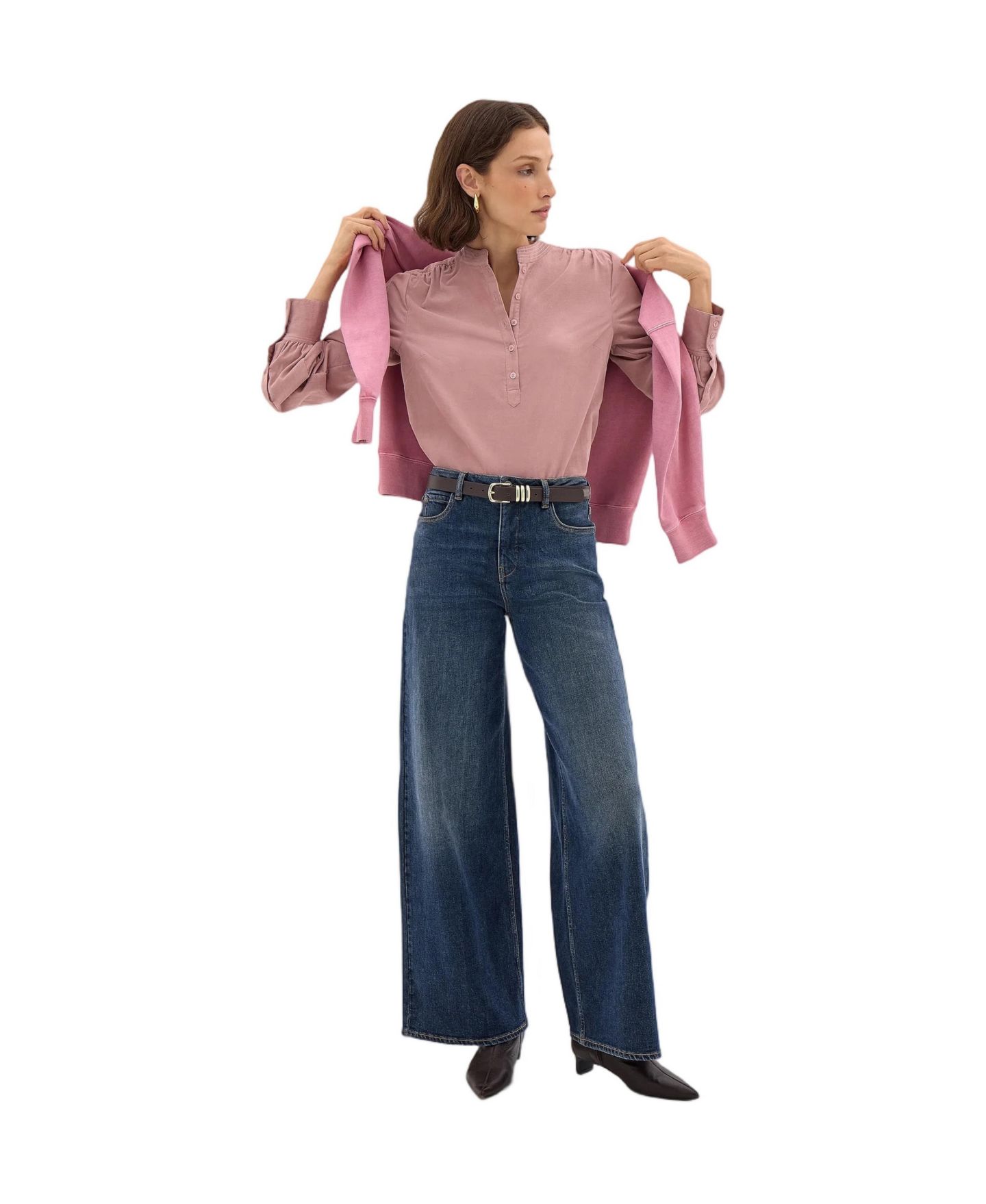 Женская блузка Hush Cyra Puff-Sleeve Corduroy Long-Sleeve, цвет: Розовато-лиловый розовый — фото 2