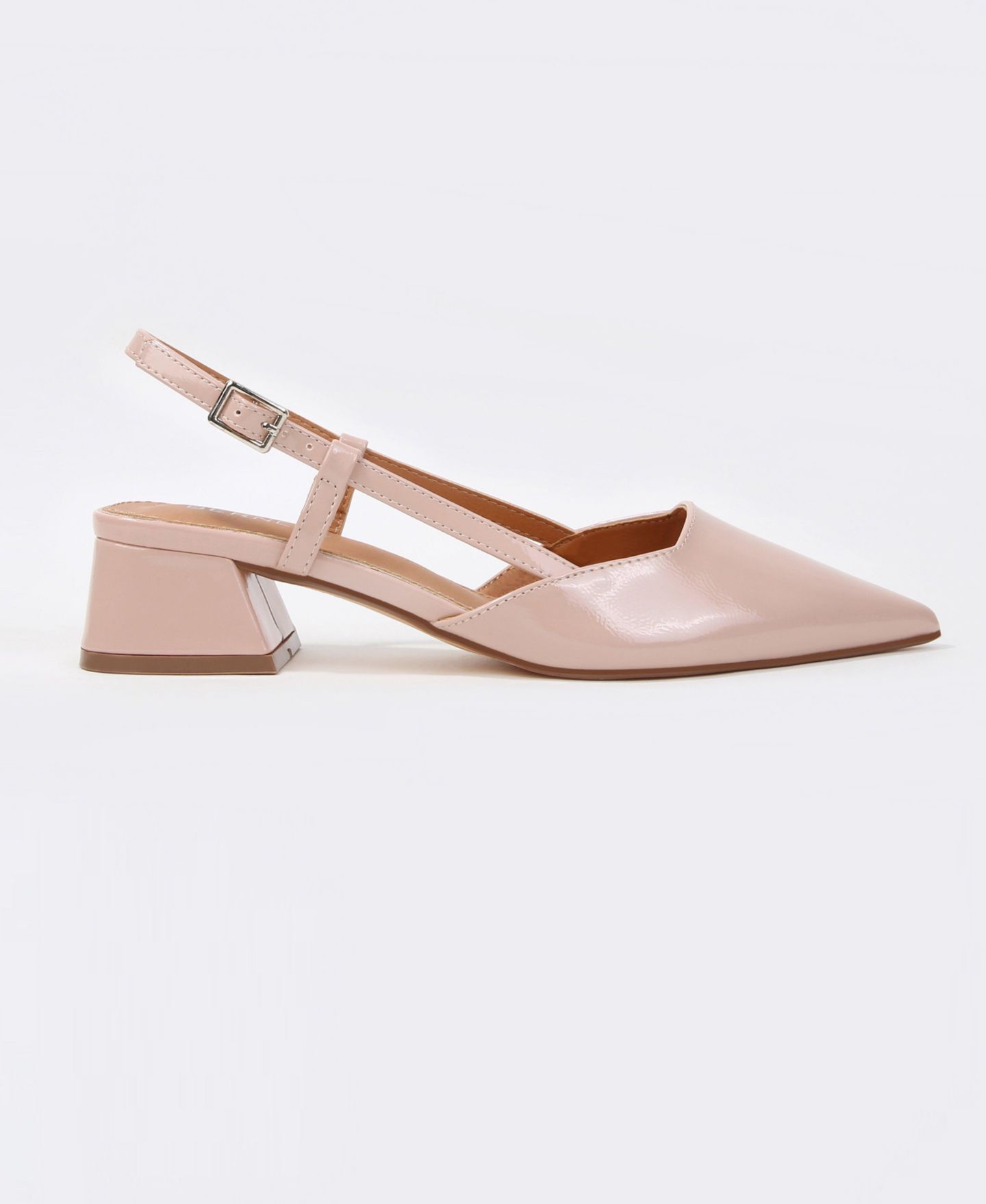 Женские туфли BERNESS Vieda Pointed-Toe Slingback Low-Block-Heel Faux Leather Pumps, цвет: Бежевый — фото 5