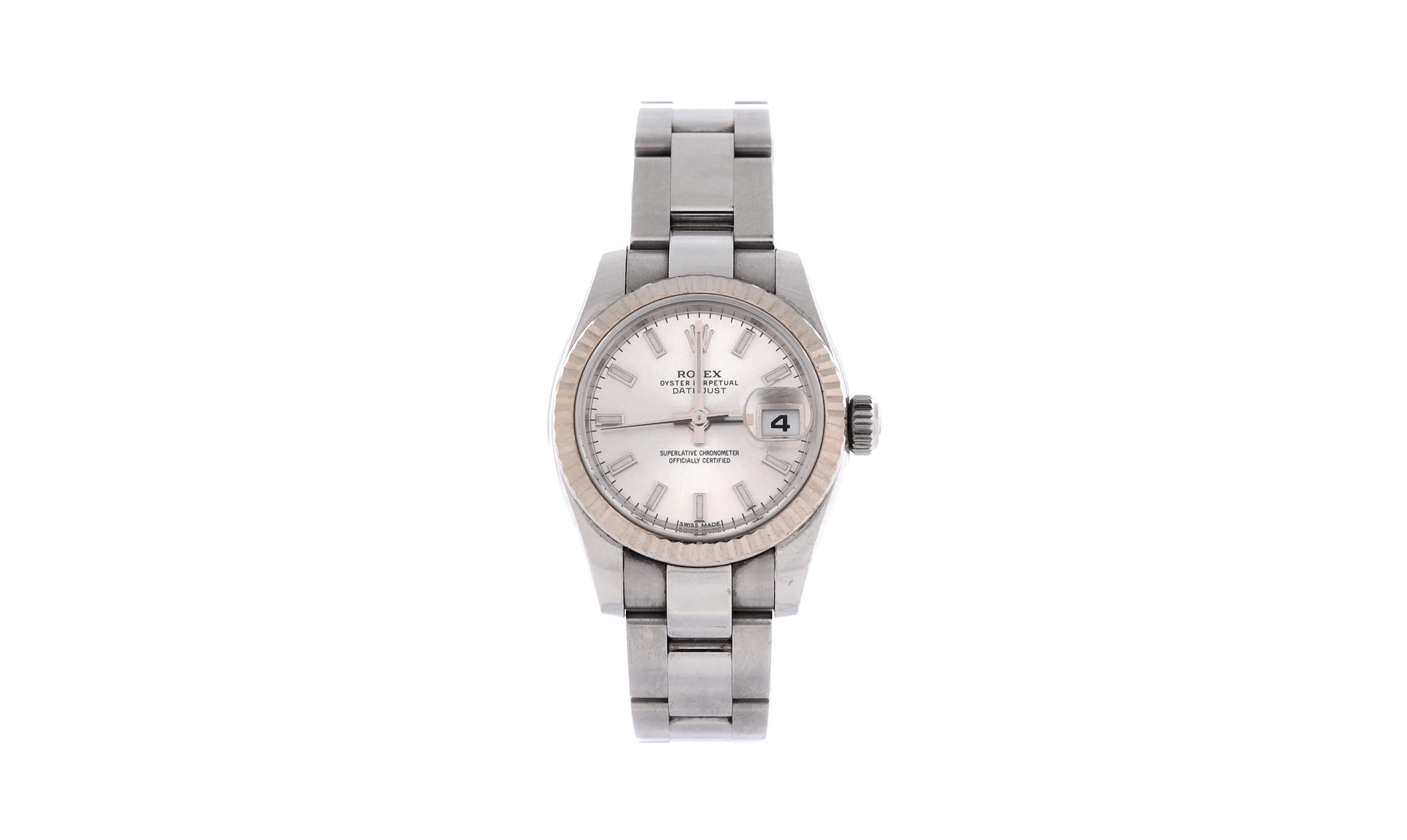 Pre-Owned Rolex Women's Automatic Oyster Perpetual Datejust Stainless Steel and White Gold Watch, 26mm