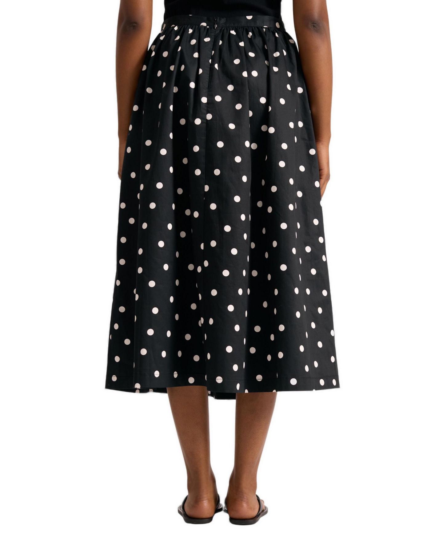 Женская юбка Albaray Polka-Dot High-Waist A-Line Cotton Midi, цвет: Чёрный — фото 2