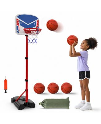 Adjustable Height Kids Basketball Hoop Stand with Sandbag 3 Balls Pump Indoor Outdoor Play Set