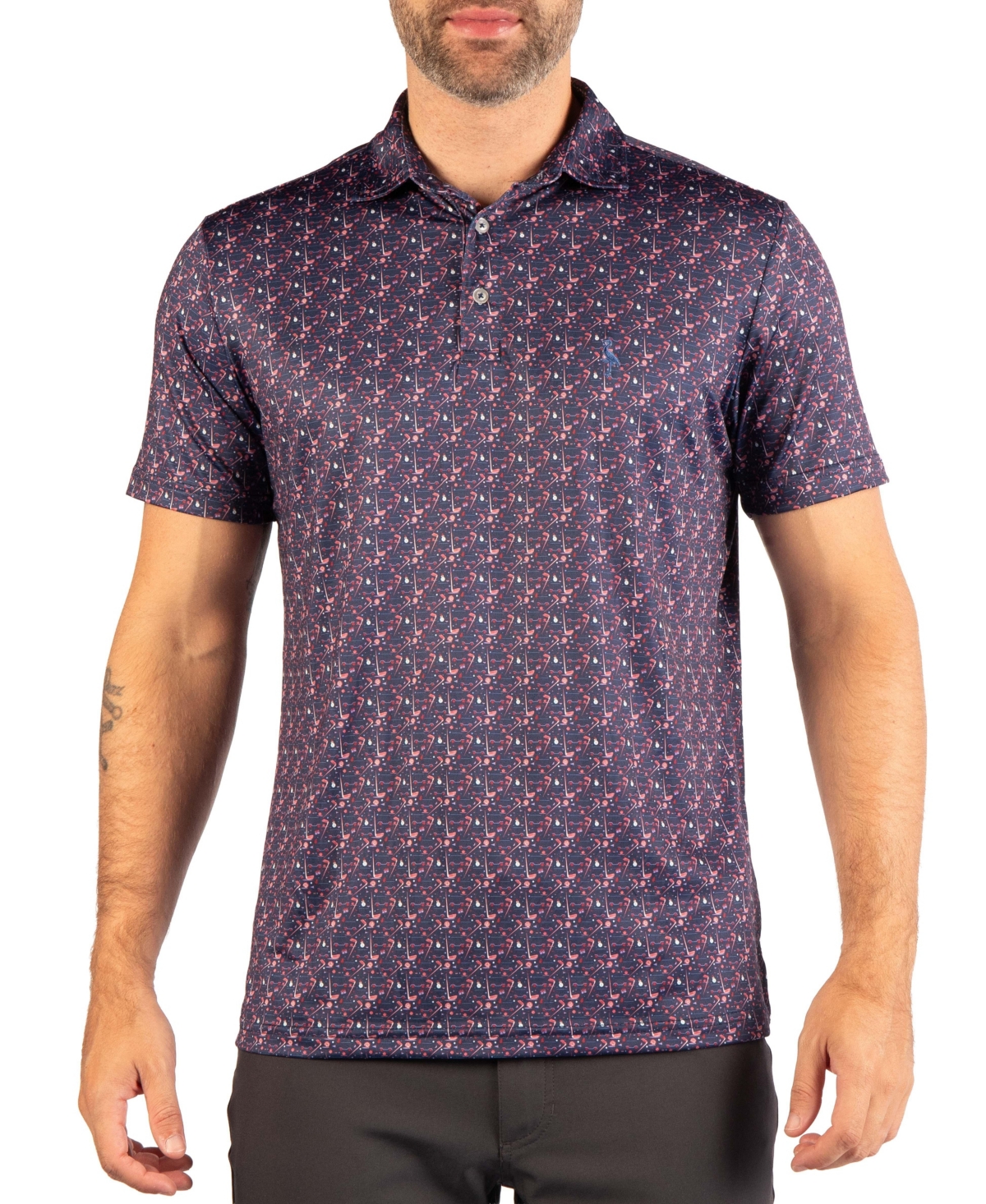 Tailorbyrd Men's Holiday Hole One 4-Way Stretch Short Sleeve Polo Shirt