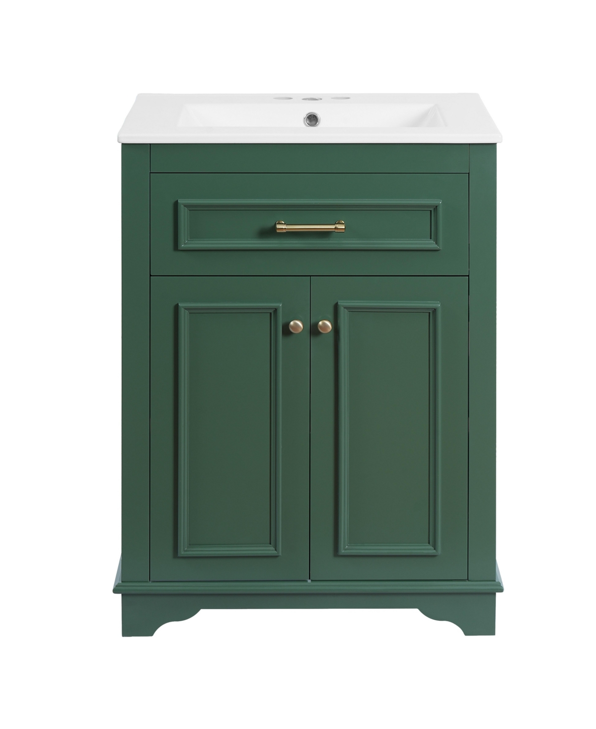 Sillysis 24 Inch Freestanding Bathroom Vanity, Mdf Cabinet with Solid Wood Frame, Ceramic Integrated Sink - Green