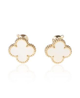 Mother of Pearl Vintage Alhambra Earrings in 18k Yellow Gold