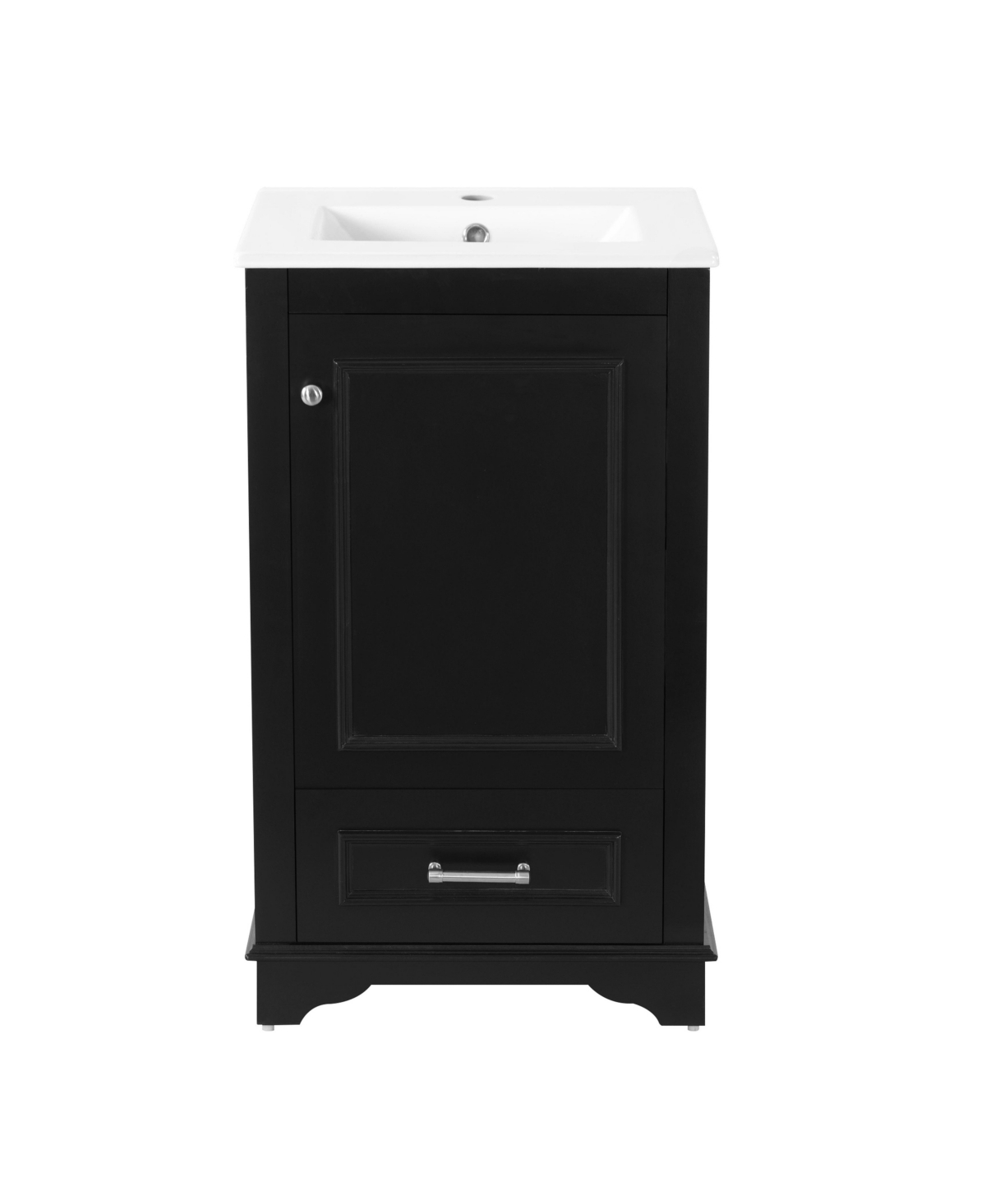 Sillysis 20 Inch Freestanding Bathroom Vanity, Mdf Cabinet with Solid Wood Frame, Ceramic Integrated Sink - Black