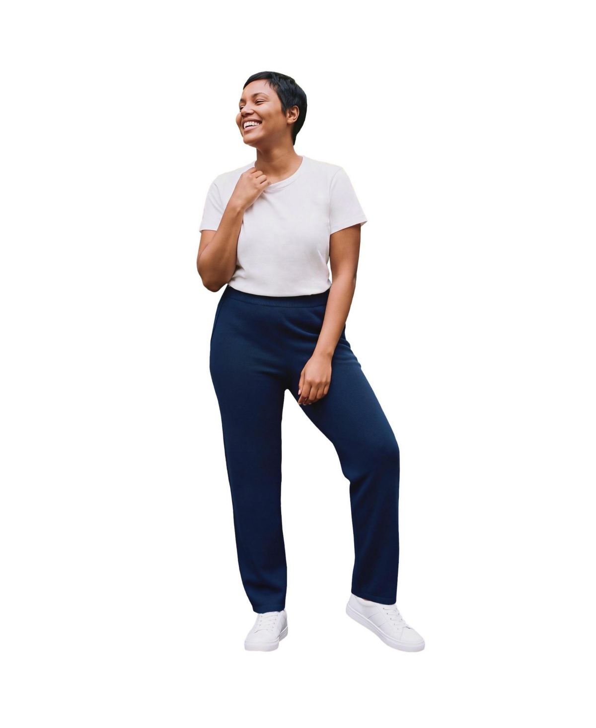 Avenue Women's Sweater Knit Straight Leg Pant - Navy
