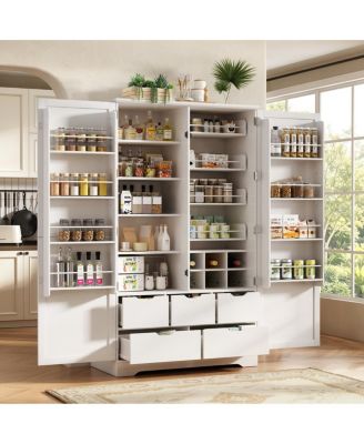 72" Kitchen Pantry Cabinet with 5 Drawers and Adjustable Shelves