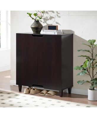 Espresso 2-Door Shoe Storage Console Cabinet with 4 Shelves