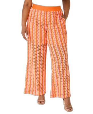 Women's Striped Crochet Wide Leg Pants