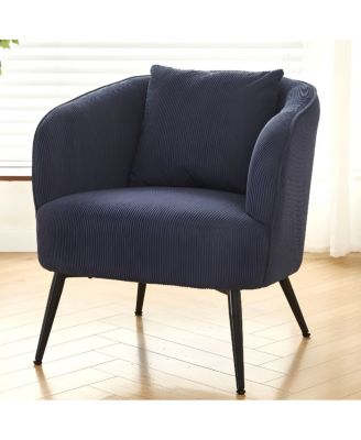 Velvet Accent Chair with Pillow and Metal Legs for Living Room
