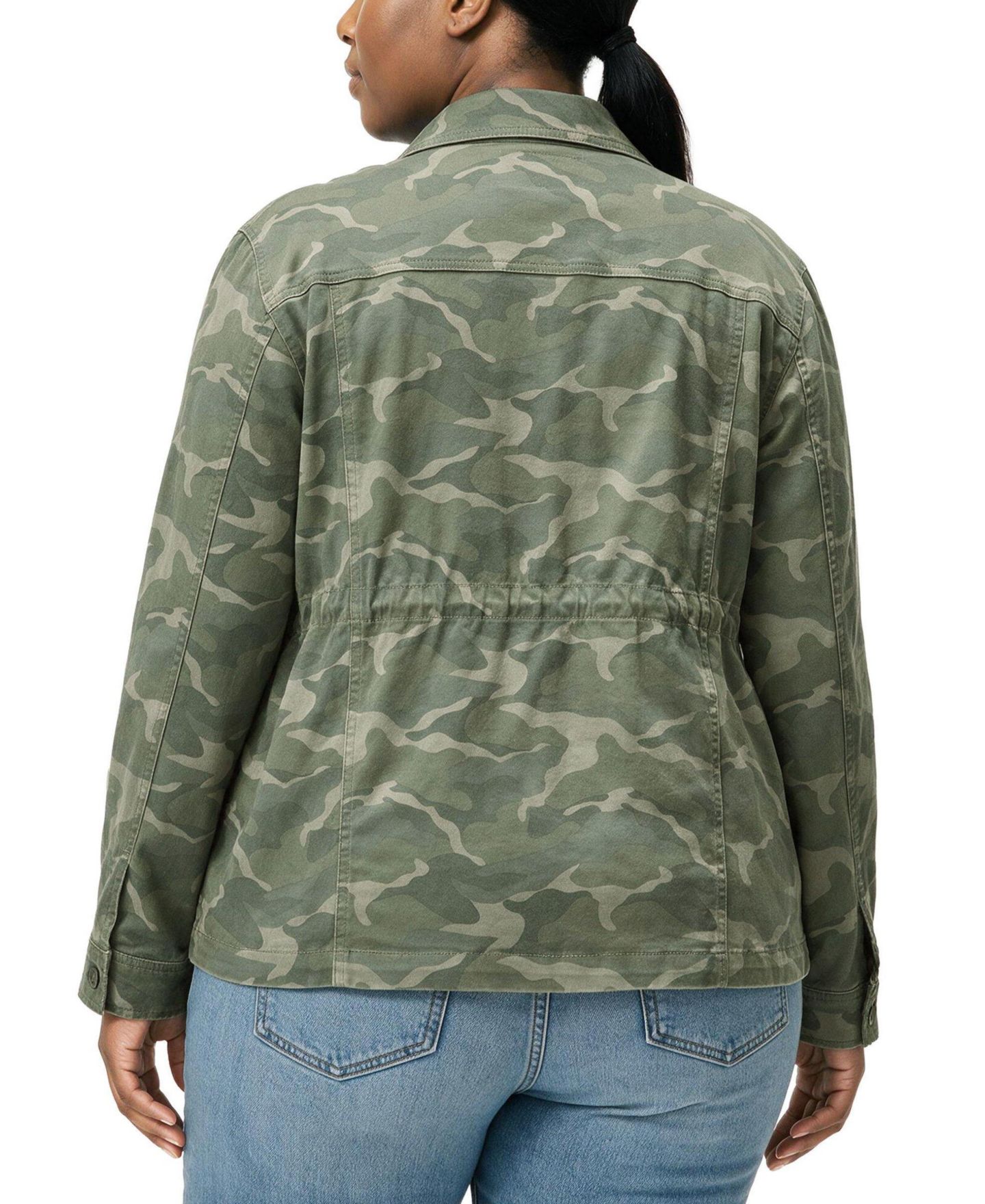 Женская куртка Torrid Plus Size Twill Long-Sleeve Anorak, цвет: Камуфляжный — фото 4