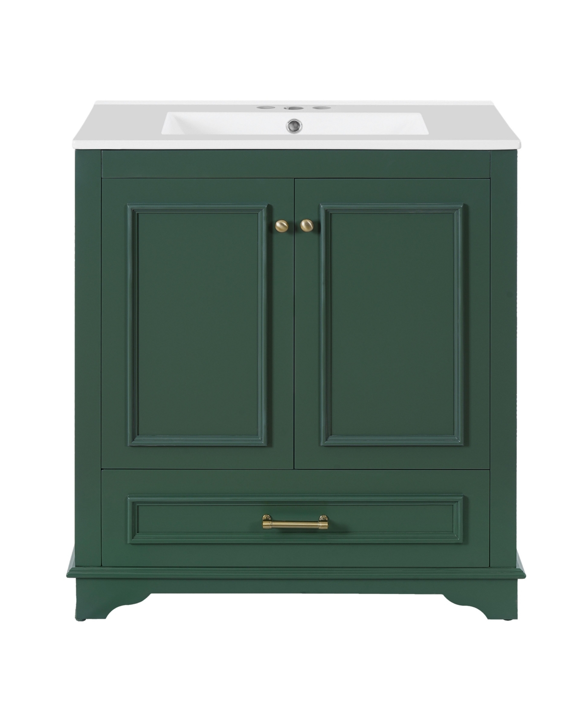 Sillysis 30 Inch Freestanding Bathroom Vanity, Mdf Cabinet with Solid Wood Frame, Ceramic Integrated Sink - Green