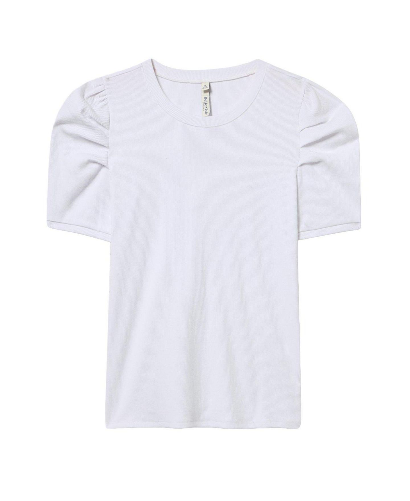 Женская футболка Torrid Plus Size Belle Isle Short-Puff Sleeves Ruched Cotton-Blend, цвет: Яркий белый — фото 3