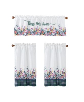 Polyester Cucina Love laugh Slub 3 Piece Kitchen Curtains Valance and Tiers Set 52" x 18" Muticolor