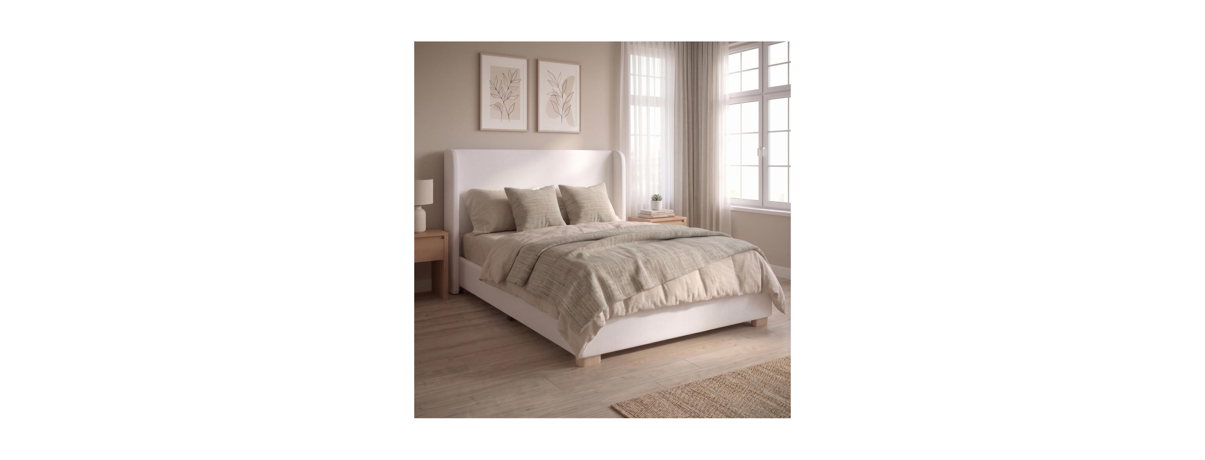 Streamdale Furniture King Size Velvet Upholstered Platform Bed with Wingback Headboard