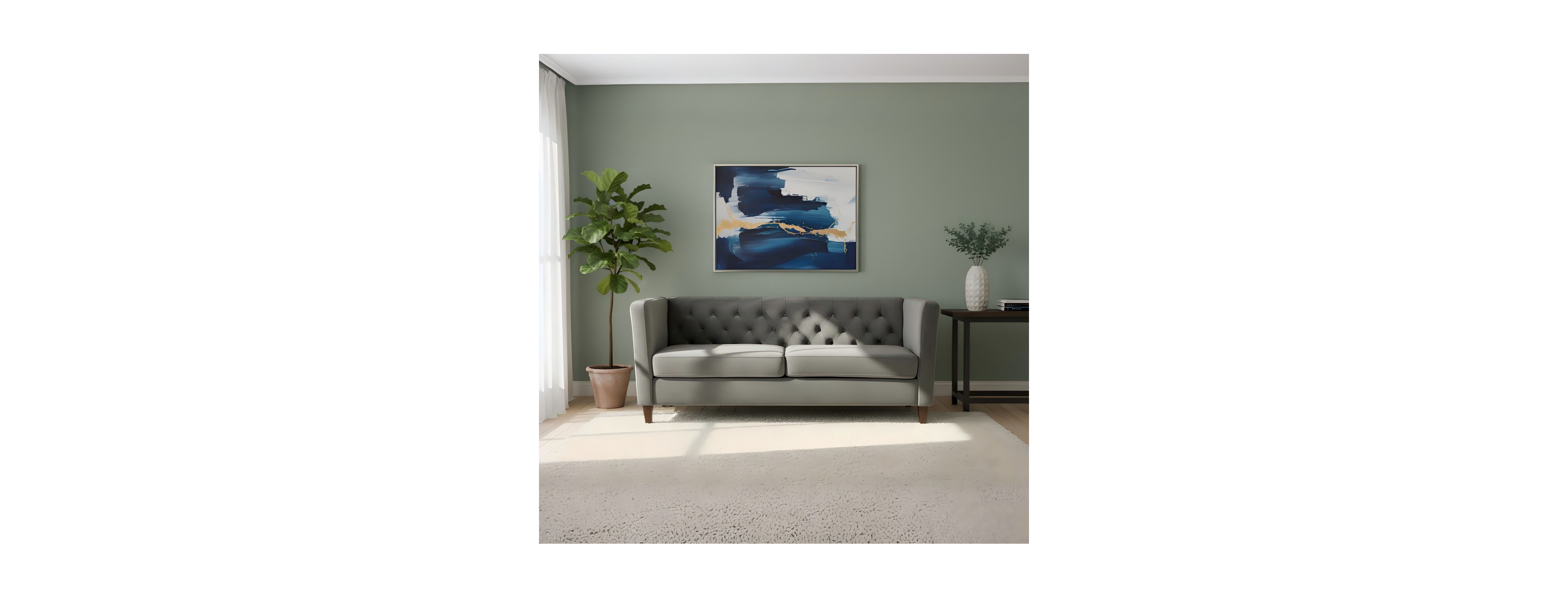 Streamdale Furniture Button Tufted Velvet 3-Seater Sofa with Tapered Wood Legs