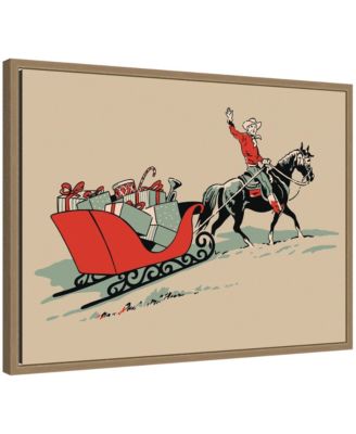 Christmas Cowboy by Megan Ryan Framed Canvas Wall Art Print