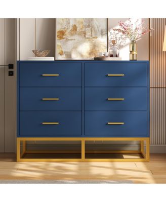  Modern 6-Drawer Dresser with  Legs