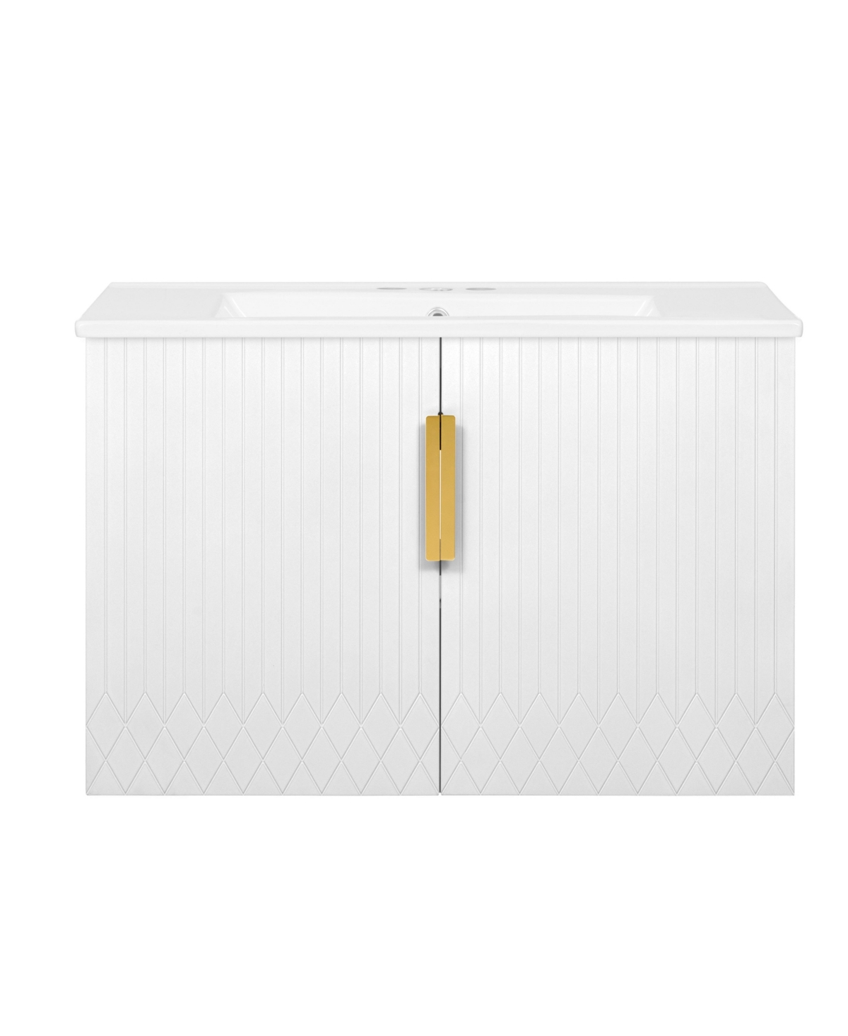 Sillysis 30 Inch Floating Bathroom Vanity, Mdf Cabinet with Solid Wood Frame, Ceramic Integrated Sink - White