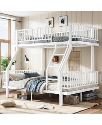 Twin over Full Metal Bunk Bed with Safety Guardrails