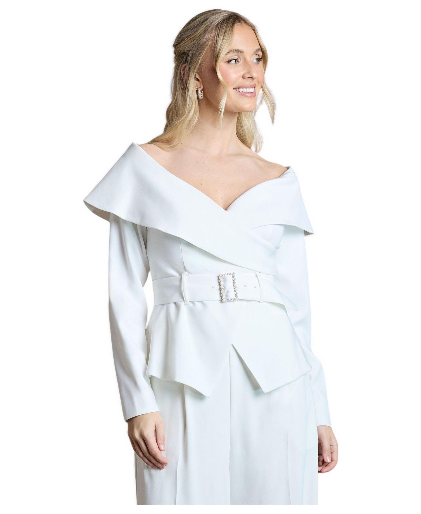Женский топ Coast Off-the-Shoulder Long-Sleeve Belted, цвет: Слоновая кость — фото 1