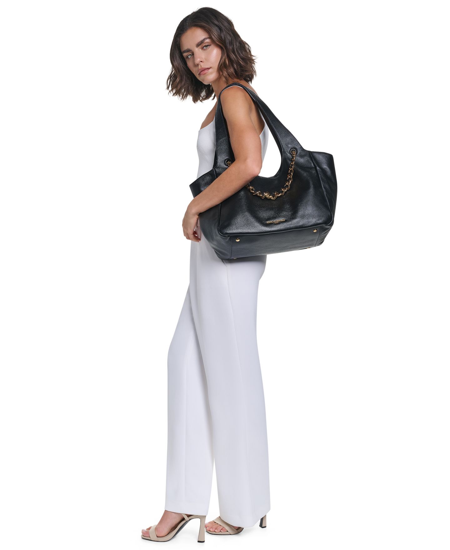 Женская сумка KARL LAGERFELD PARIS Ina Leather Extra-Large Tote Handbag, цвет: Чёрный / Золотой — фото 2