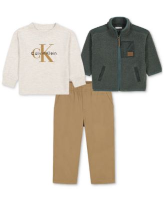Boys' 2T-7 Long-Sleeve Zip-Up Sherpa Fleece T-Shirt, Jacket and Pants, 3-Piece Set