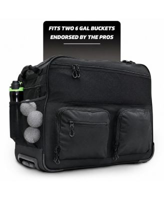 Rolling Baseball Bucket Bag Wheeled Sports Equipment Storage with Multi Pockets