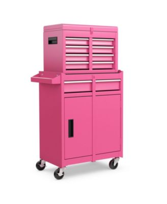 2-in-1 Rolling Tool Chest with 5 Lockable Drawers and Detachable Upper Case