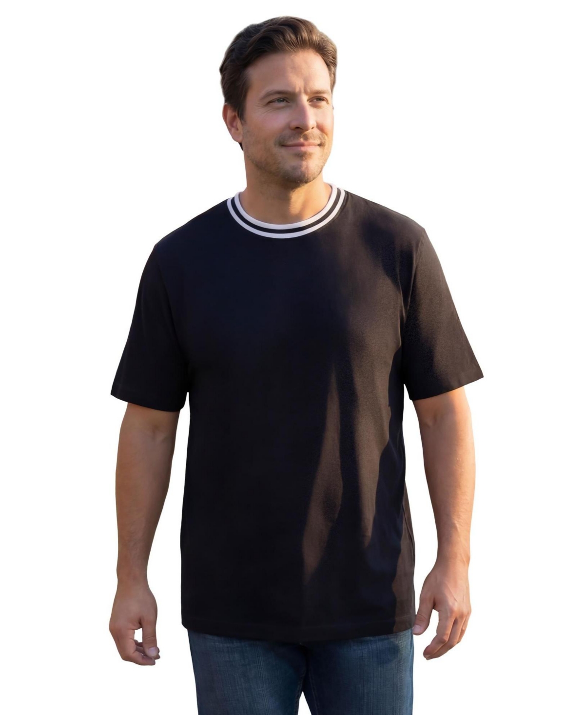 KingSize Men's Big & Tall Double-Tipped Crewneck T-Shirt - Black