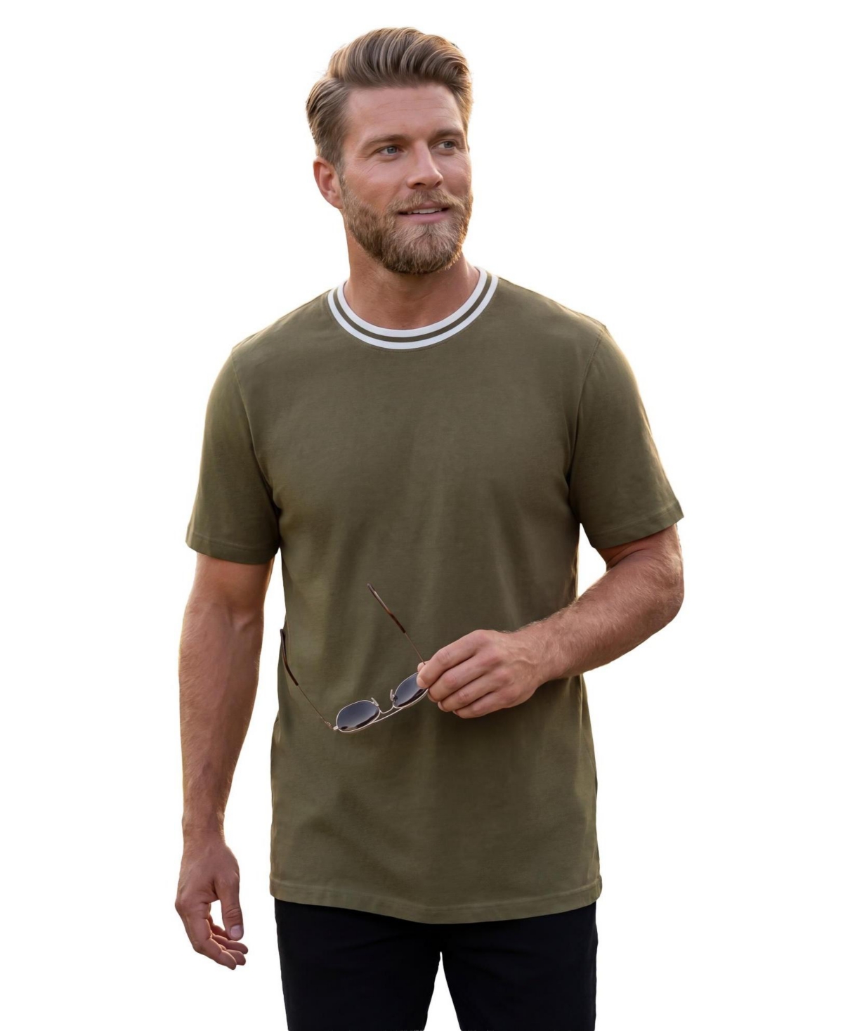 KingSize Men's Big & Tall Double-Tipped Crewneck T-Shirt - Olive