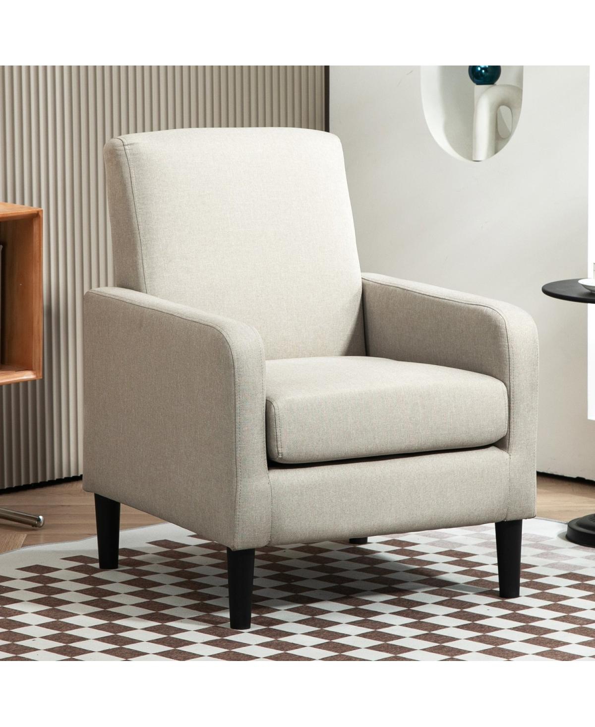 Streamdale Furniture Faux Linen Upholstered Accent Chair with Solid Wood Frame