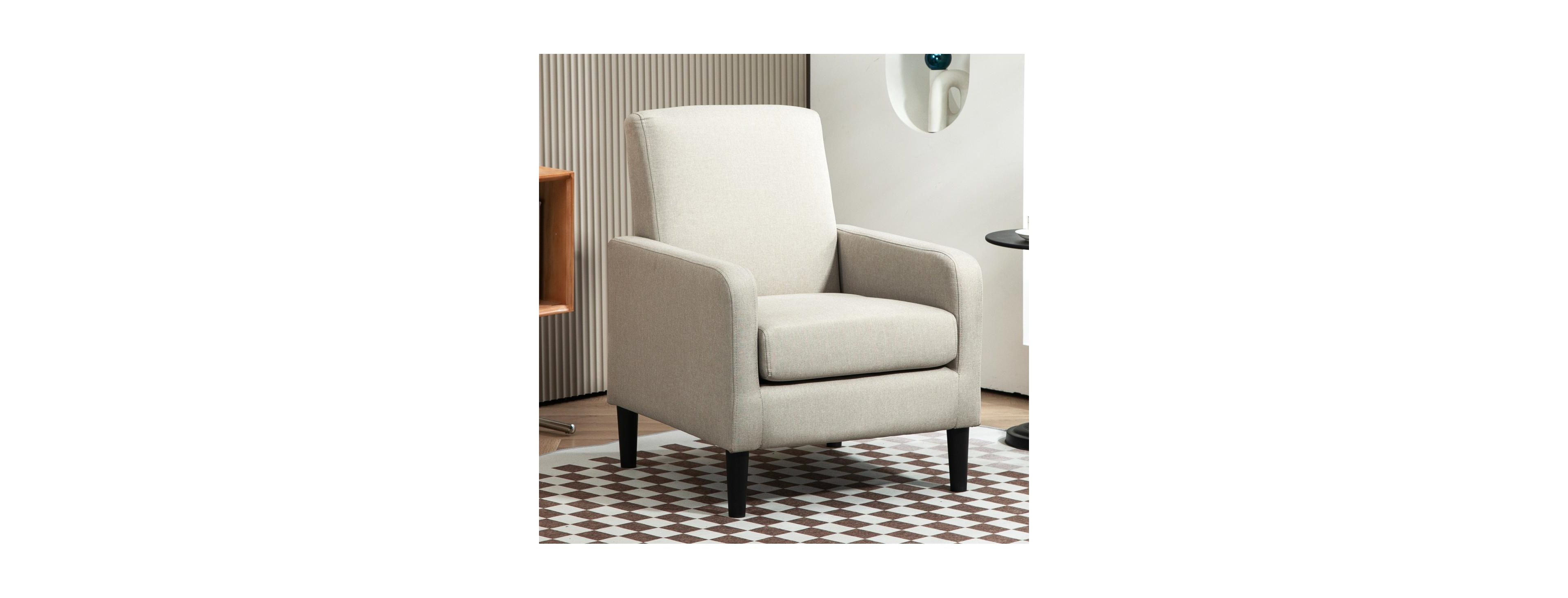 Streamdale Furniture Faux Linen Upholstered Accent Chair with Solid Wood Frame