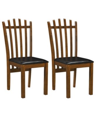 Set of 2 Wooden Dining Chairs with Spindle Back and PU Leather Seats