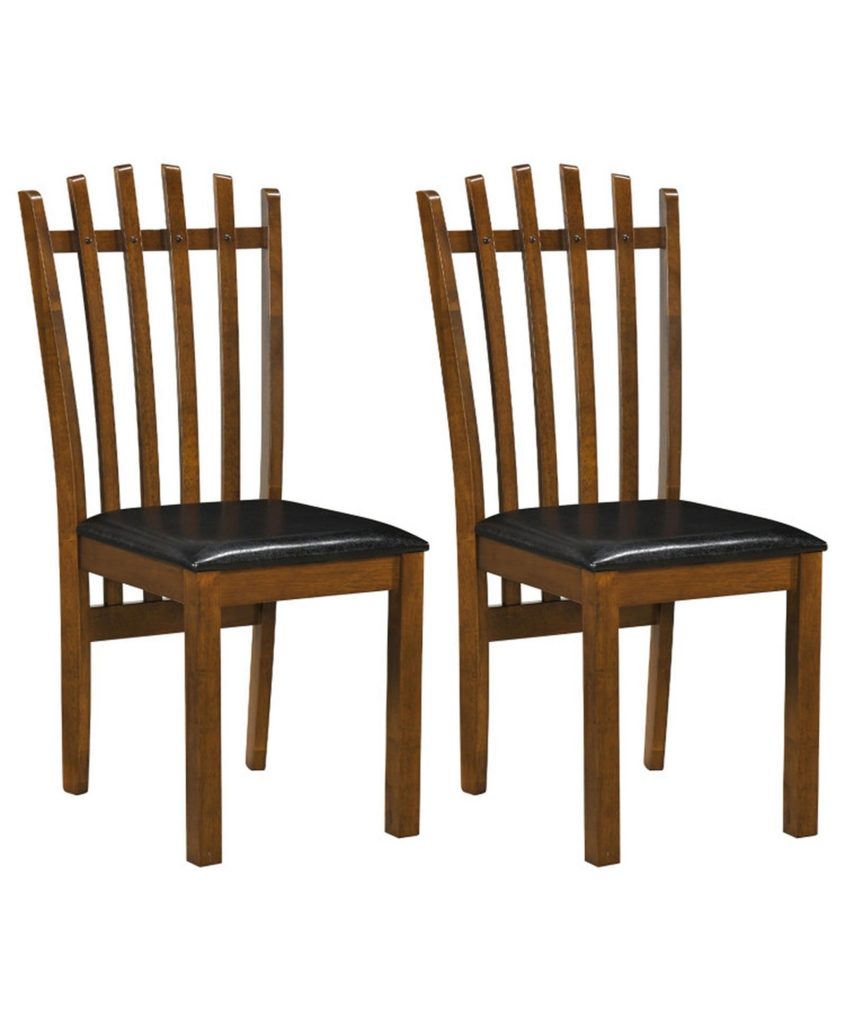 Gouun Set of 2 Wooden Dining Chairs with Spindle Back and Pu Leather Seats