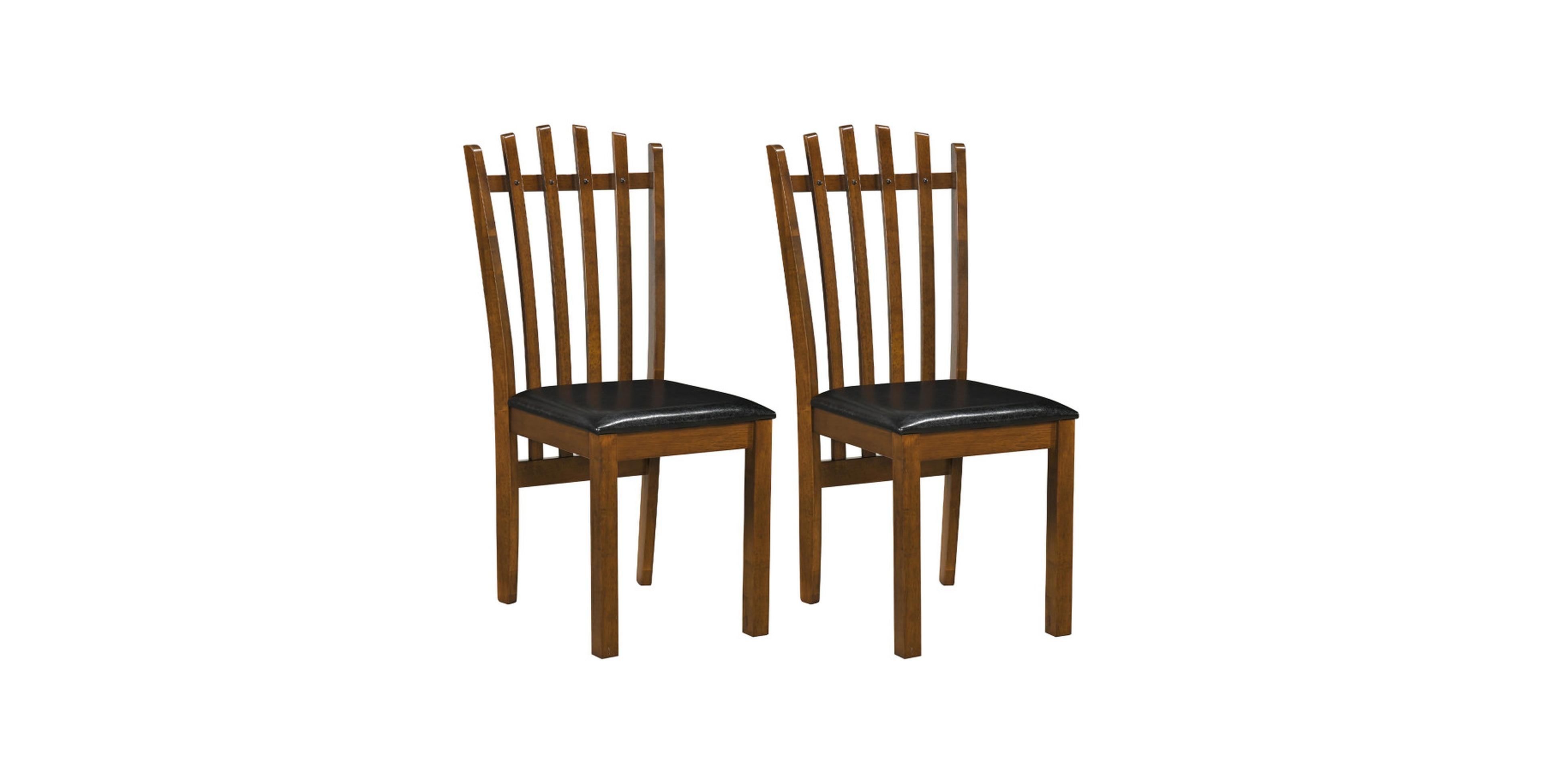 Gouun Set of 2 Wooden Dining Chairs with Spindle Back and Pu Leather Seats