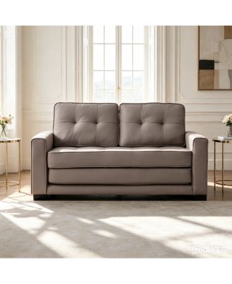 58" Tufted Convertible Sofa Bed, Upholstered Pull Out Sleeper Loveseat