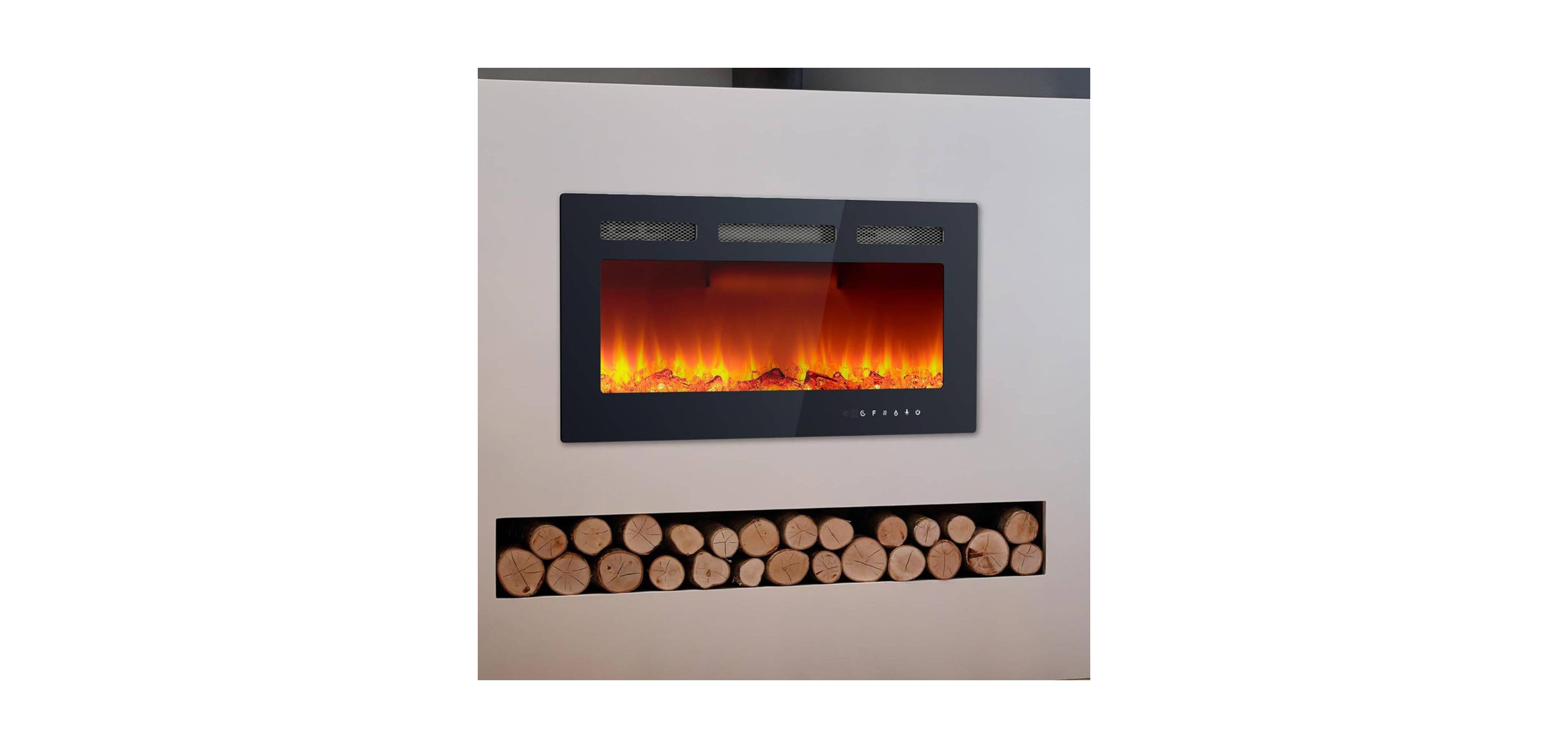 gaomon Wall Built-in Electric Fireplace Heater for Bedrooms, Living Room