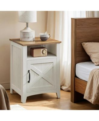 Nightstand Set of 2 Farmhouse Bedside Table with Barn Door Storage 17.7 x 15.7 x 23.6 Inches