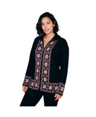 Plus Size Fair-Isle Zip-Front Cardigan