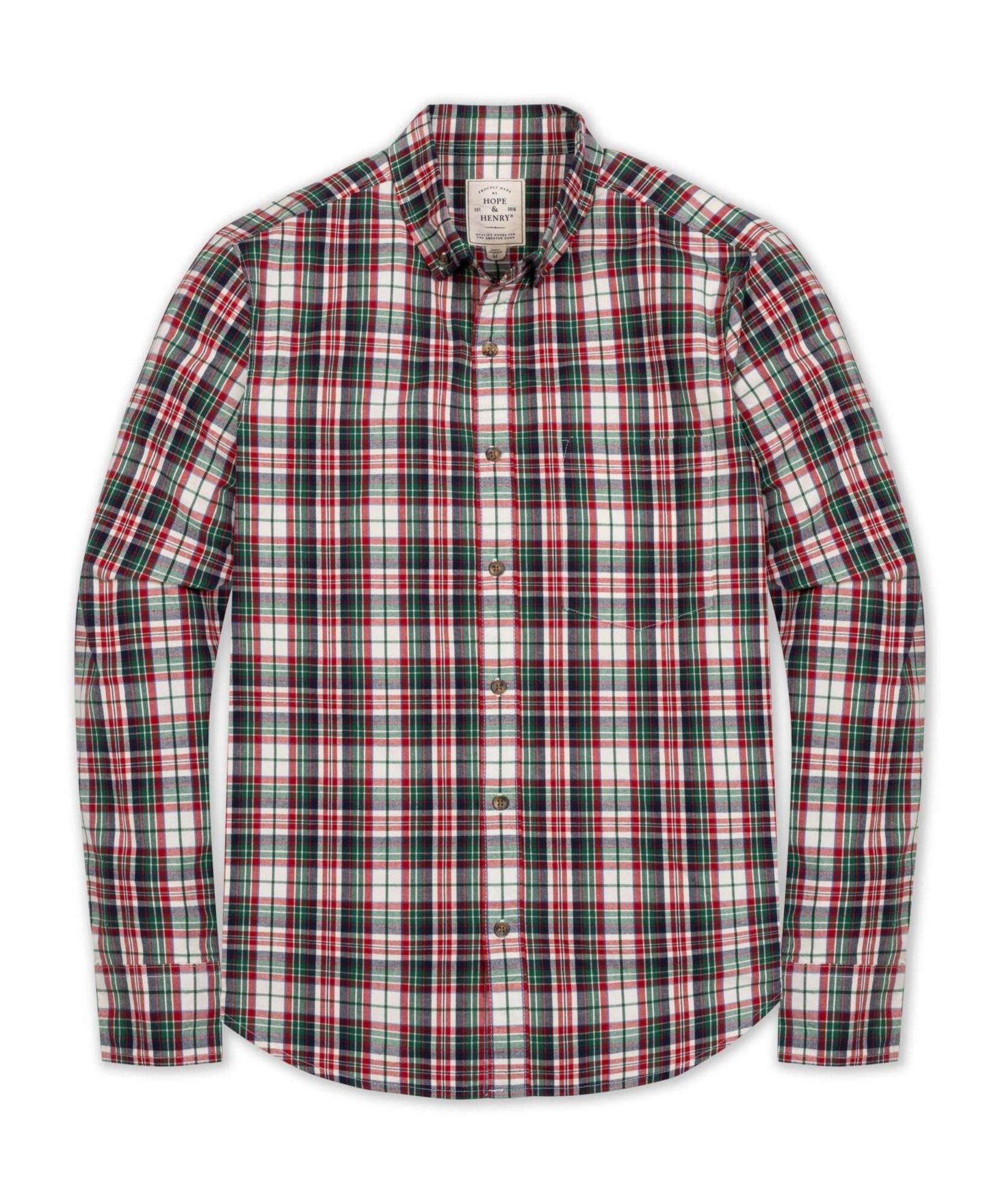 Мужская рубашка Hope & Henry Long-Sleeve Plaid Point-Collar, цвет: Разноцветный — фото 3