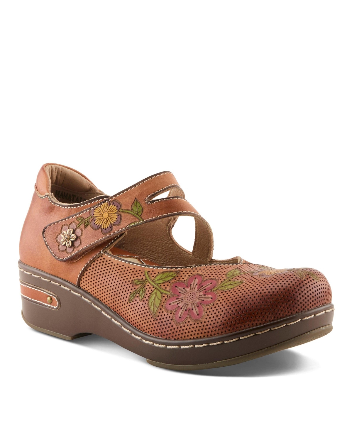 L'Artiste Women's Spring Step Mamataish Mary Jane with Hand-Painted Design - Camel multi